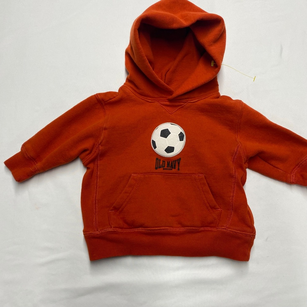 Old Navy Baby Orange Soccer Pullover Hoodie Sweatshirt 3-6 Months Vintage 2002